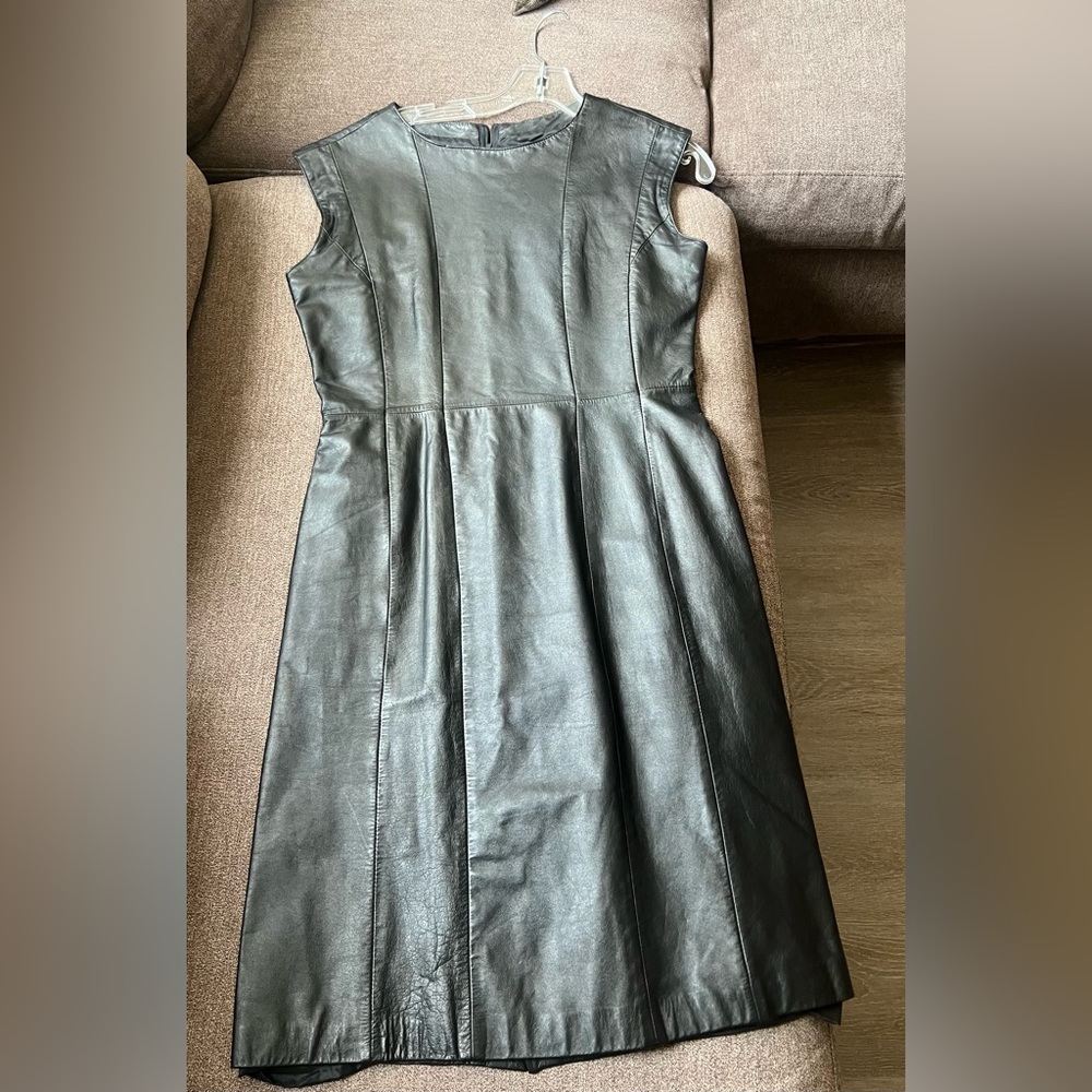 Women’s Leather Black Midi Dress